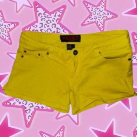 Scene Queen Bright Yellow Mini Shorts - Picture 1 of 15
